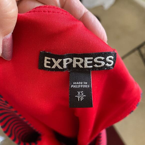 Express Red & Blue Striped Sleeveless Fit & Flare Skater Dress XS - Picture 6 of 9